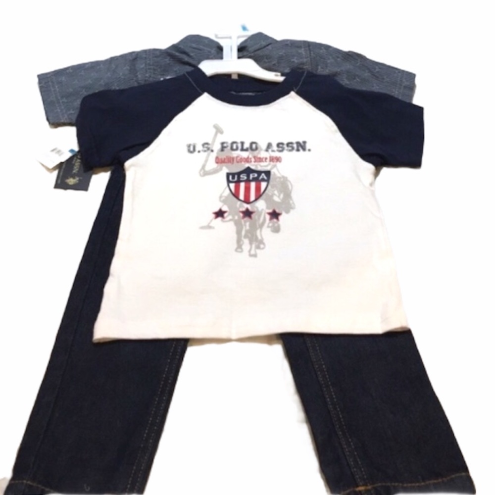 U.S. Polo Assn. 3 Piece Outfit, Blue, Red, White